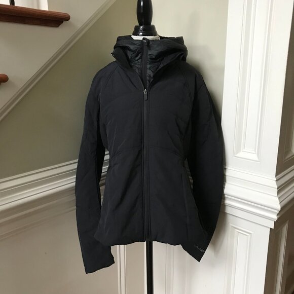 Lululemon Another Mile Full Zip Jacket Womens 14 Black Hooded Water Repellent - Picture 3 of 12